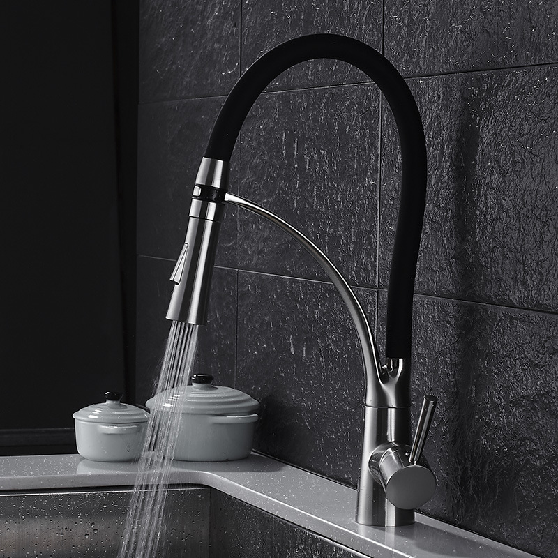 Commercial Kitchen Mixer Tap - Pull Down Kitchen Faucet Solid Brass