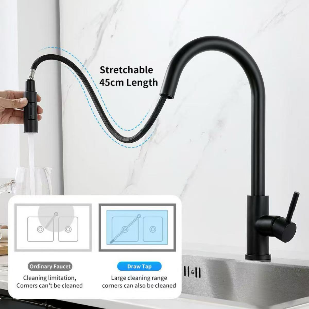 Commercial Kitchen Mixer Tap - Kitchen Faucet Single Hole Pull Out