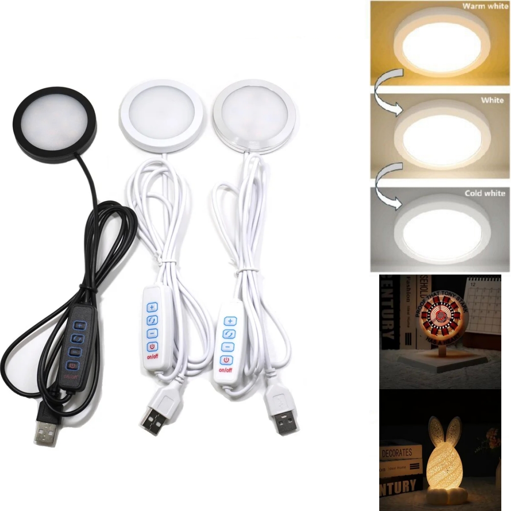 Commercial Kitchen Lights - 3 Colors Adjustable USB Puck Light