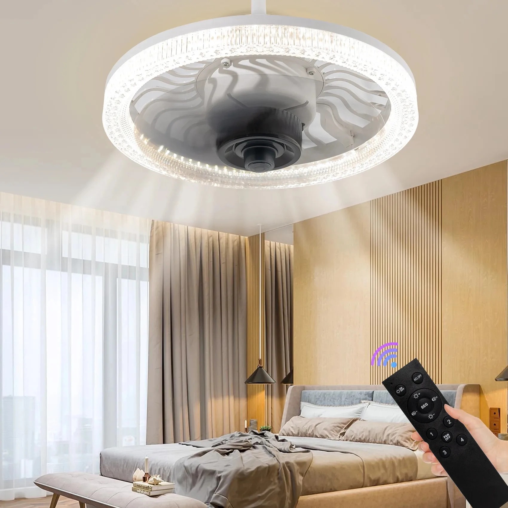 Commercial Kitchen Lights - Smart LED Ceiling Fan Light with