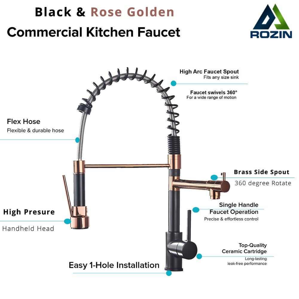 Rozin Black Kitchen Faucet Spr - đánh giá và giá Commercial Kitchen Mixer Tap
