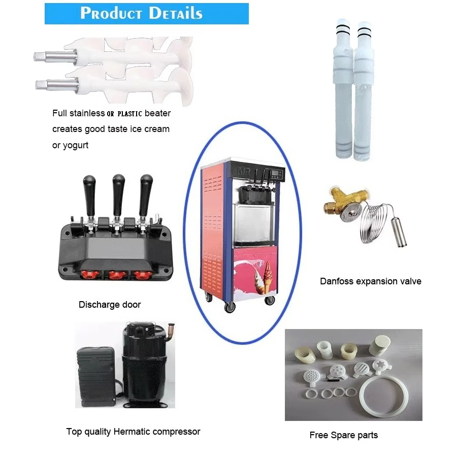 Fully Automatic 20~28L/h Soft  - đánh giá và giá Soft Serve Ice Cream Machine