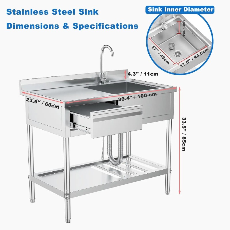 Stainless Steel Utility Sink w - đánh giá và giá Commercial Kitchen Plumbing